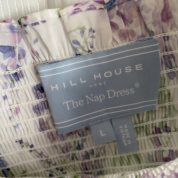 Hill House Home The Ellie Nap Dress Wisteria Large EUC White Floral Smocked - Picture 7 of 12